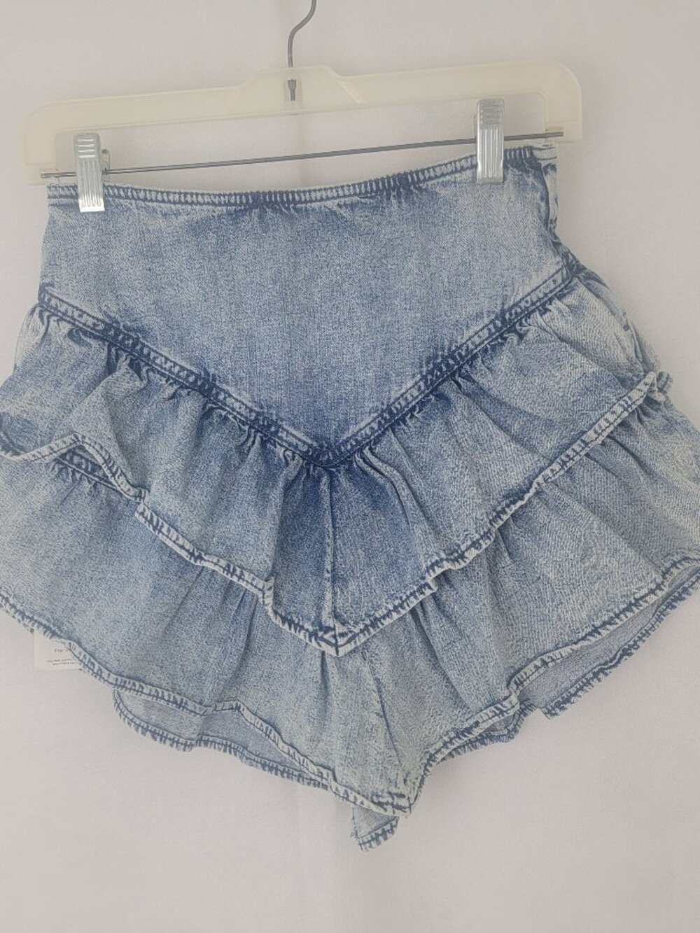 MOTHER Womens Mini Skirt Sz 25 The Ruffle Mini Threading Needle Denim Cowgirl